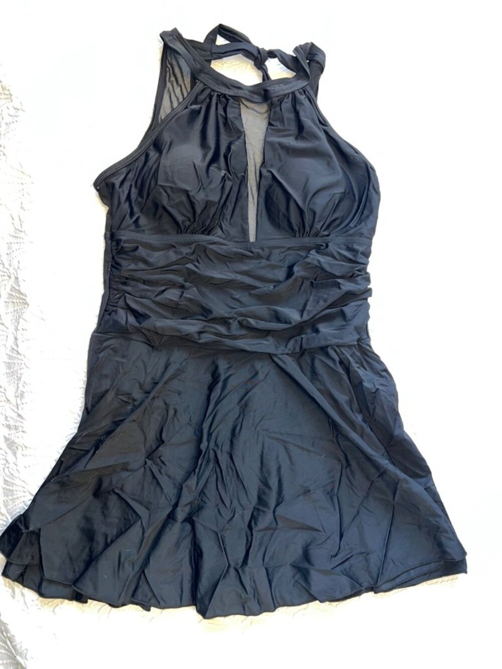 womans Tummy Control Full Coverage One Piece Swimdress swim suit Sz XL NWOT